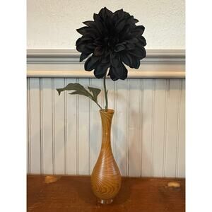 Tall Mid-Century Turned Wood Bud Vase – 9"